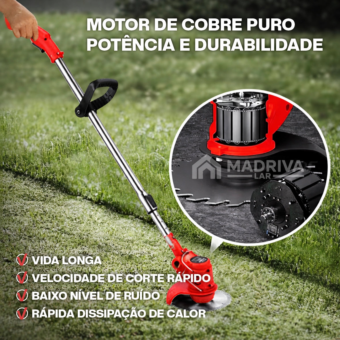 Roçadeira Elétrica TurboMax Multiuso 5 em 1 + BRINDE: 4 Baterias De Lítio 21 Volts - COMPRE 1 LEVE 2