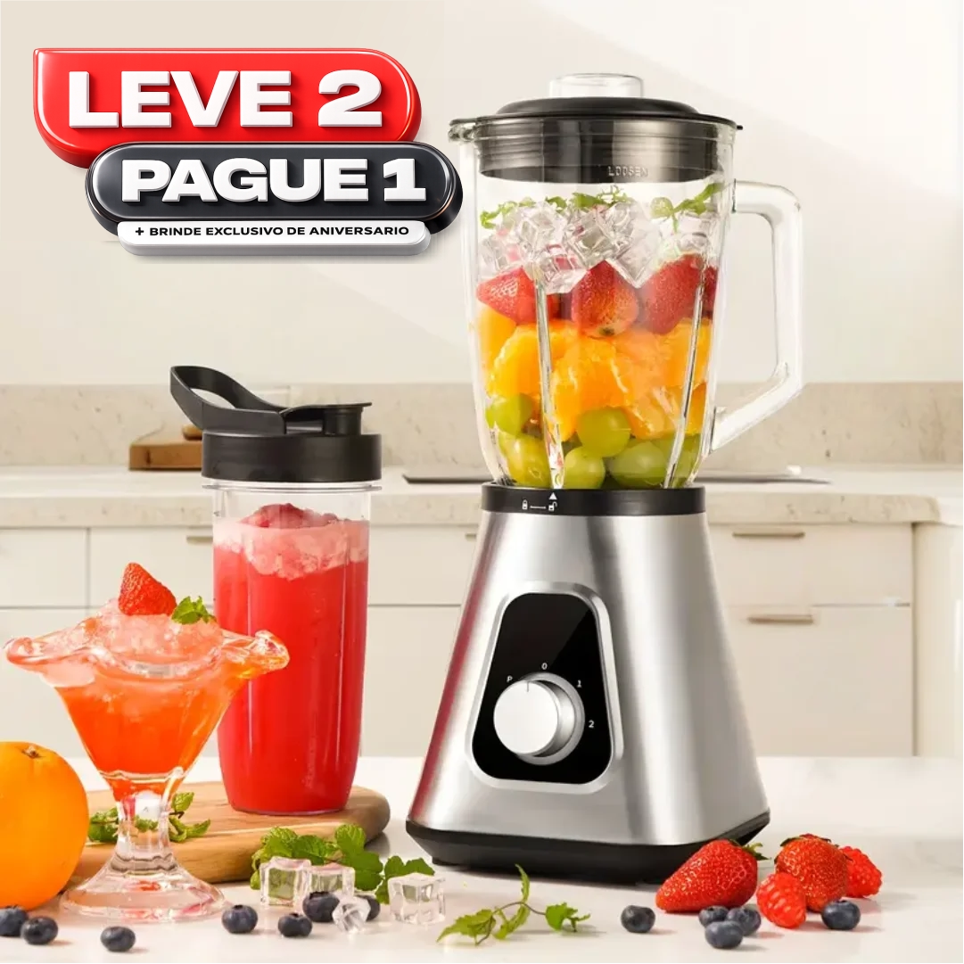 Liquidificador Multiuso Lumax Com 2 Jarras de Vidro + BRINDE: Porta Tempero Vertical 16 Potes - COMPRE 1 LEVE 2
