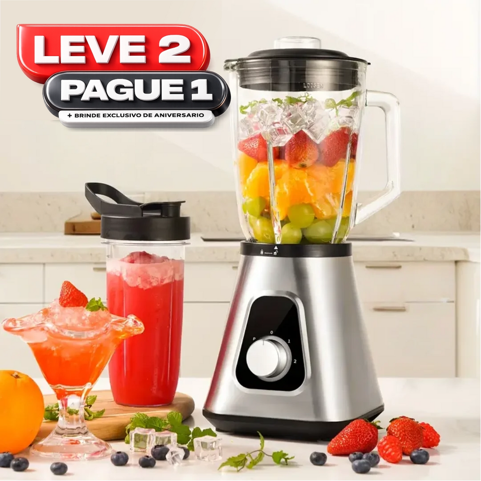 Liquidificador Multiuso Lumax Com 2 Jarras de Vidro + BRINDE: Porta Tempero Vertical 16 Potes - COMPRE 1 LEVE 2