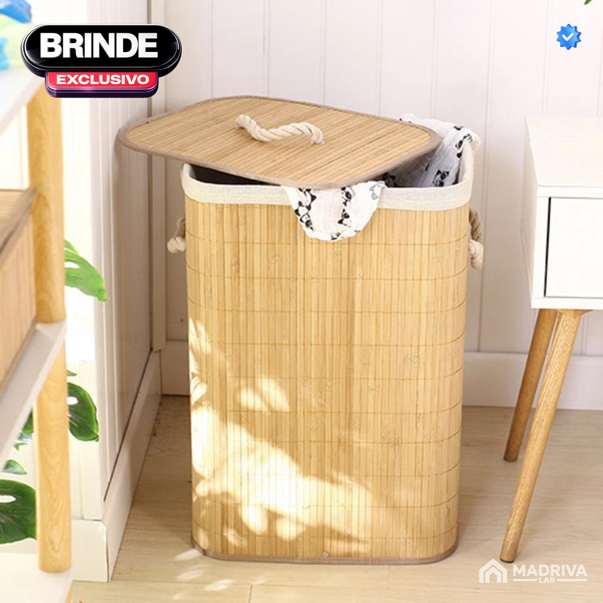 Gaveteiro Portátil Multifuncional c/ Rodinhas + BRINDE: Cesto De Roupa em Bambu - COMPRE 1 LEVE 2