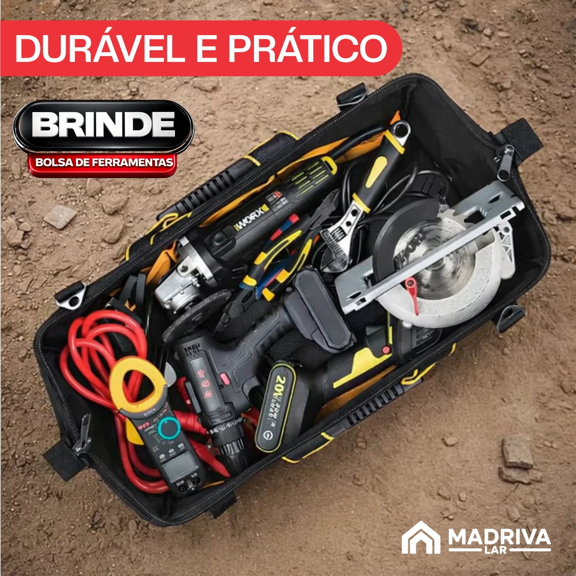 Motosserra Elétrica Portátil Com 4 Baterias 21v Bivolt + BRINDE: Bolsa de Ferramentas Multiuso - COMPRE 1 LEVE 2