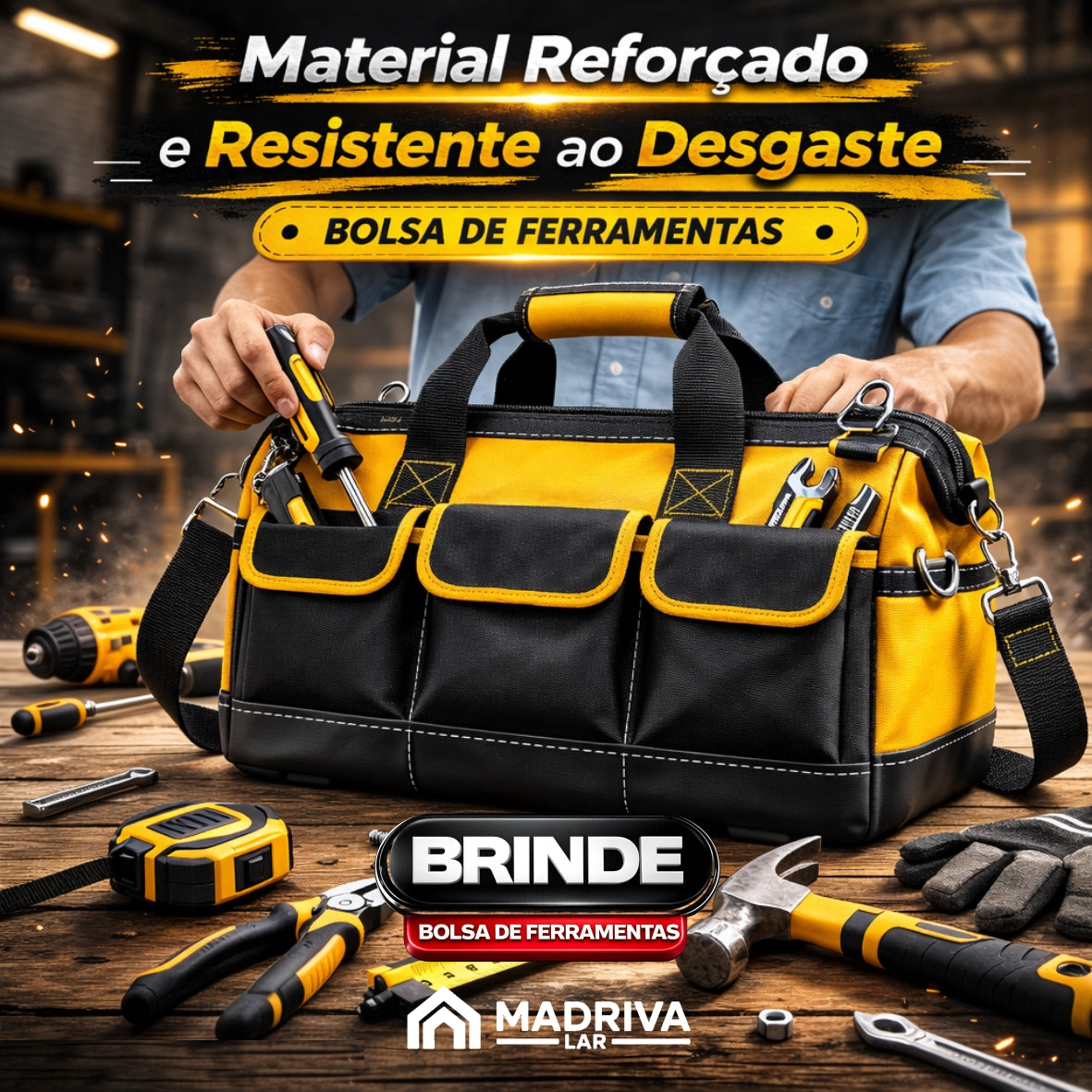 Motosserra Elétrica Portátil Com 4 Baterias 21v Bivolt + BRINDE: Bolsa de Ferramentas Multiuso - COMPRE 1 LEVE 2