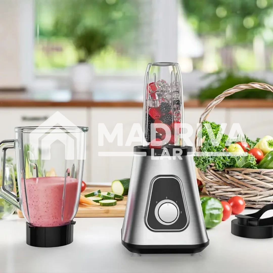 Liquidificador Multiuso Lumax Com 2 Jarras de Vidro + BRINDE: Porta Tempero Vertical 16 Potes - COMPRE 1 LEVE 2