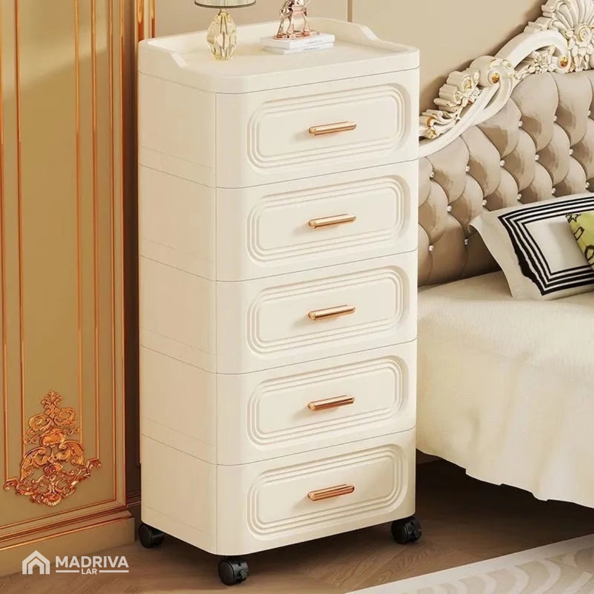 Gaveteiro Portátil Multifuncional c/ Rodinhas + BRINDE: Cesto De Roupa em Bambu - COMPRE 1 LEVE 2